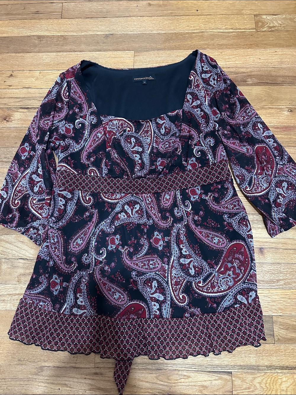Black and Burgundy Paisley Scoop-Neck Tunic